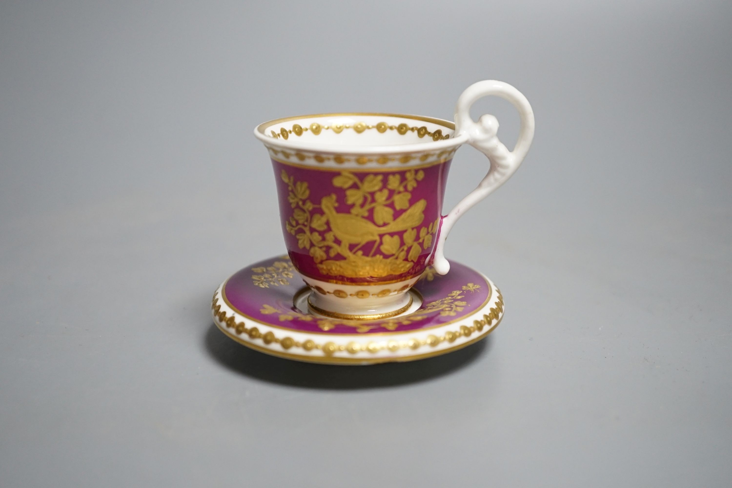 A Spode miniature teacup and saucer, c.1815. Provenance - Mona Sattin collection of miniature cups and saucers, collection no. 117.